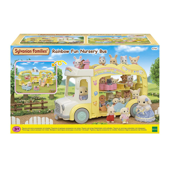 Sylvanian Families Rainbow Fun Nursery Bus Kids Miniature Toy Set 3y+