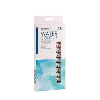 12pc Sinoart Student Non-Fading Transparent Watercolours Paint Set 12ml