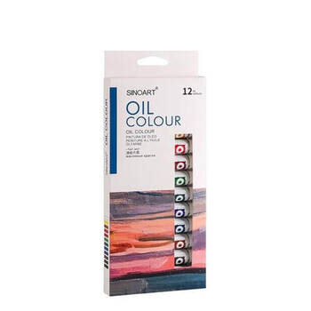 12pc Sinoart Student Bright & Rich Oil Paint Colours Tube Set 12ml Assorted