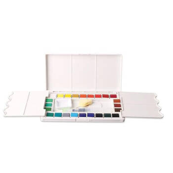 24pc Sinoart Watercolour Pocket-Sized Pan Travel Set Multi-Coloured