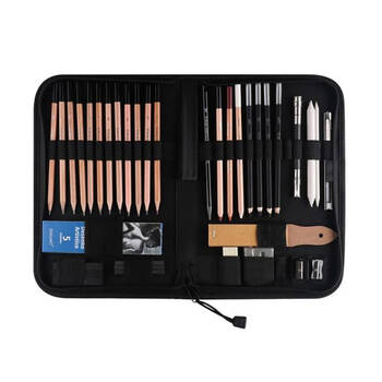 41pc Sinoart Comprehensive Sketching Arts and Craft Case Kit Set Black