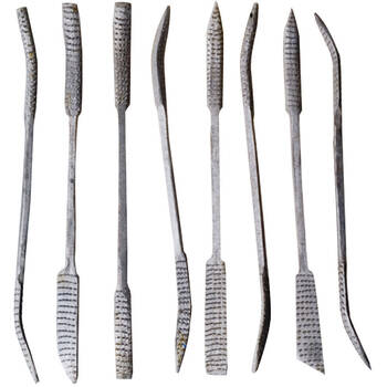 8pc Sinoart Steel Riffler/Rasps Pottery & Ceramics Sculpting Set 8inch Silver