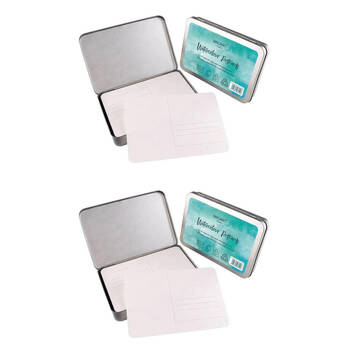 2x 24pc Sinoart Watercolour Postcard w/ Reusable Storage Tin 105x148mm 300gsm