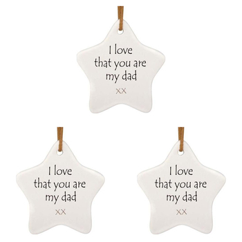 3PK LVD Ceramic Hanging 8x9cm Star My Dad w/ Hanger Ornament Decor