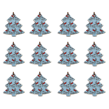 12PK LVD Hang Tree Red Bird Xmas Decorative Sculpture Home/Lounge Decor
