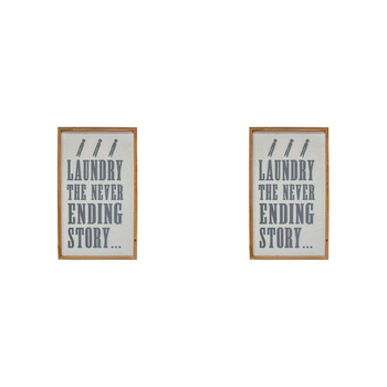 2PK LVD Fir/MDF Signboard Laundry Home/Shop Decor 36x60cm