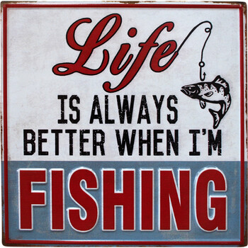 LVD Metal/String 25cm Life Fishing Sign Wall Hanging Plaque Decor