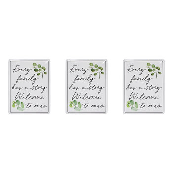 3PK LVD Family Story Rectangle Metal Sign 22.9x30.8cm - White