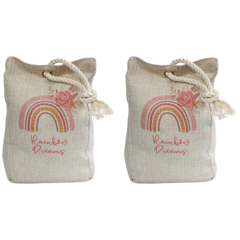2PK LVD Rainbow Dreams 19cm Doorstop Weighted Door Stopper  - Beige