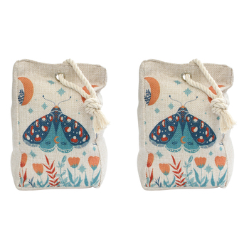 2PK LVD Vintage Moth 19cm Doorstop Weighted Door Stopper  - Beige