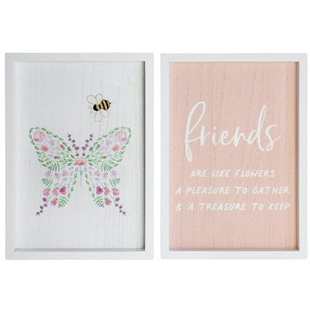 LVD 2pc Sign Set Friends Butterfly Home/Bedroom/Nursery Decor 20x28cm