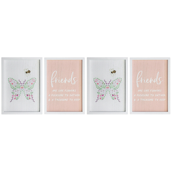 2PK LVD 2pc Sign Set Friends Butterfly Home/Bedroom/Nursery Decor 20x28cm