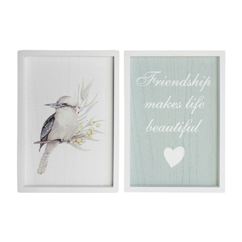 2pc LVD MDF 20x28cm Friendship Australiana Wall Hanging Sign Decor Set