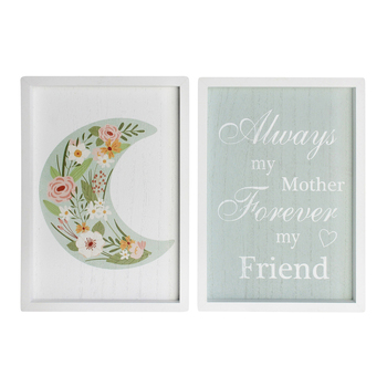 2pc LVD MDF 20x28cm Mother Friend Wall Hanging Sign Decor Set