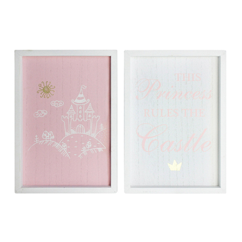 2pc LVD MDF 20x28cm Princess Rules Wall Hanging Sign Decor Set
