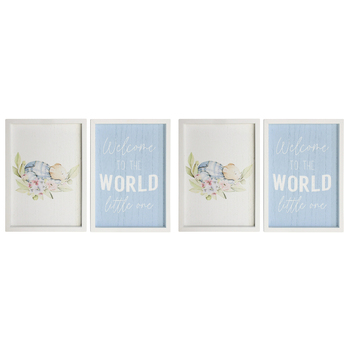2x 2pc LVD Welcome World & Bear Wooden Sign Set 20x28cm