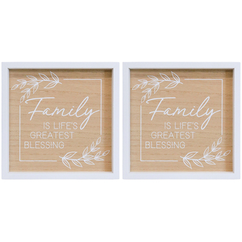 2PK LVD 24cm MDF Family Blessing Sign Wall/Door Hanging Shelf Display