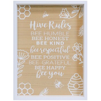 LVD 24cm MDF Hive Rules Sign Wall/Door Hanging Shelf Display