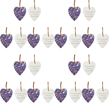 12PK LVD 8x9cm Ceramic Heart Xmas Strawberry Home Hanging Decor