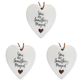 3PK LVD Ceramic Hanging 8x9cm Heart Magical w/ Hanger Ornament Decor