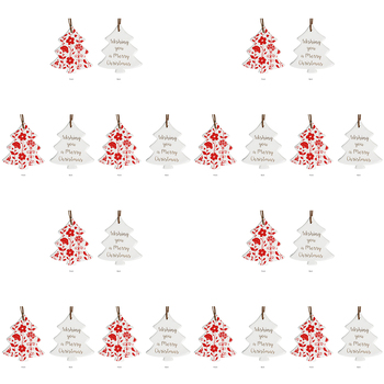 12PK LVD 8x9cm Tree Folk Home Hanging Christmas Decor - Red