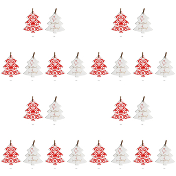 12PK LVD 8x9cm Tree Floral Home Hanging Christmas Decor - Red
