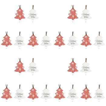 12PK LVD 8x9cm Tree Checkered Home Hanging Christmas Decor - Red