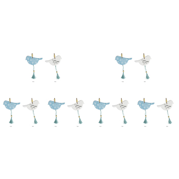 6PK LVD 12x8cm Bird Indigenous Home/Office Hanging Decor - Aqua