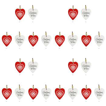 12PK LVD 8x9cm Heart Christmas Folk Lace Home Decor - Red