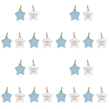 12PK LVD 9x9cm Star Indigenous Home Hanging Christmas Decor - Aqua