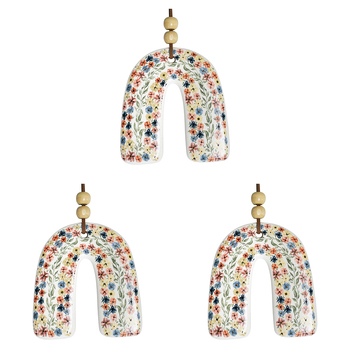 3PK LVD Ceramic Hanging Rainbow 9cm Tag w/ Hanger Ornament Decor