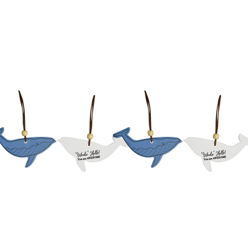 2PK LVD Ceramic Hanging 13cm Gift Tag Whale Hello Ornament - Blue