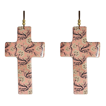 2PK LVD Ceramic Hanging 23cm Cross Mystique w/ Hanger Ornament Decor Large