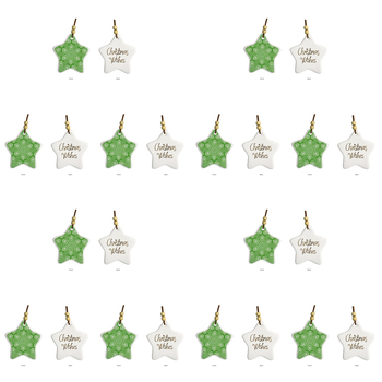 12PK LVD 9x9cm Star Indigenous Home Hanging Christmas Decor - Green