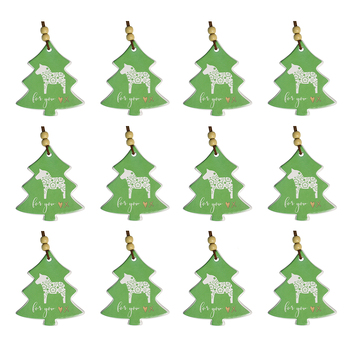 12PK LVD Hang Tree Folk Christmas Green Decorative Sculpture Home/Lounge Decor