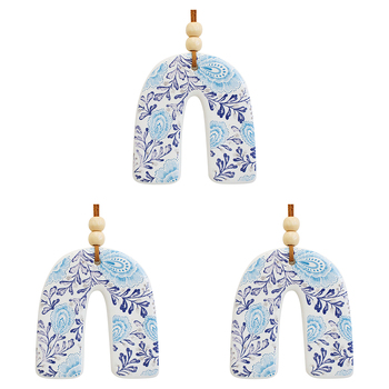 3PK LVD Ceramic Hanging Rainbow 8cm Lacyblu w/ Hanger Ornament Decor
