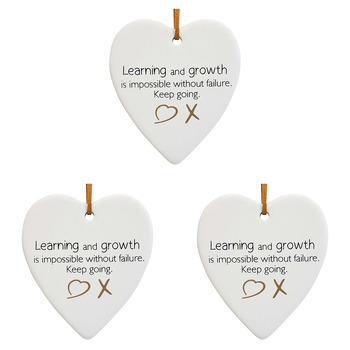 3PK LVD Ceramic Hanging 8x8cm Heart Growth w/ Hanger Ornament Decor