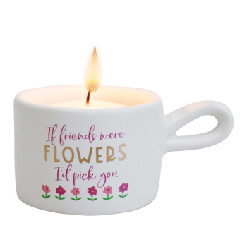 LVD Ceramic Friends Flowers 8cm Tealight Candle Holder Decor - White