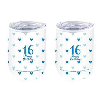 2PK LMD 16th Sweet Heart Double Walled Insulated Mug 360ml