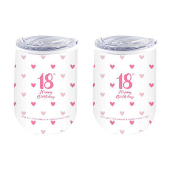 2PK LMD 18th Sweet Heart Double Walled Insulated Mug 360ml