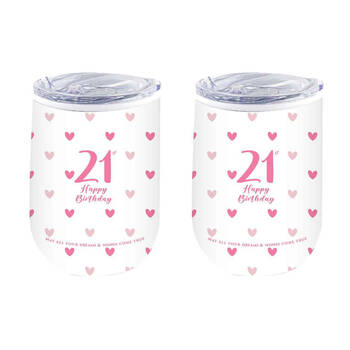 2PK LMD 21st Sweet Heart Double Walled Insulated Mug 360ml