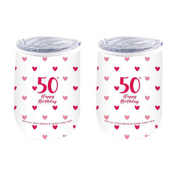 2PK LMD 50th Sweet Heart Double Walled Insulated Mug 360ml