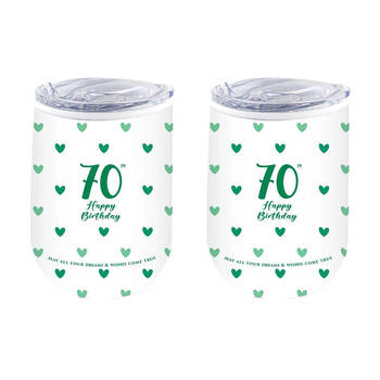 2PK LMD 70th Sweet Heart Double Walled Insulated Mug 360ml