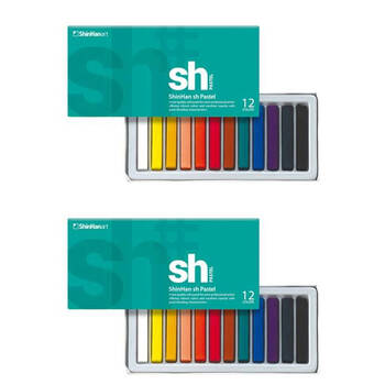 2x 12pc Shinhan Soft Artists Blendable Pastels Set Multi-Coloured Assorted