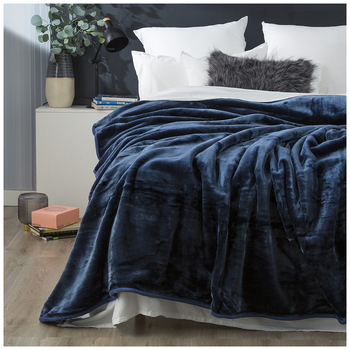 Renee Taylor 220 x 240cm Heavy Weight Acrylic Mink Blanket Indigo