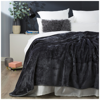 Renee Taylor 220 x 240cm Heavy Weight Acrylic Mink Blanket Charcoal