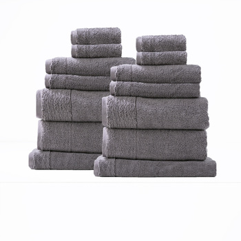 14pc Renee Taylor Aireys 650GSM Zero Twist Towel Set Nickel