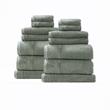 14pc Renee Taylor Aireys 650GSM Zero Twist Towel Set Agave
