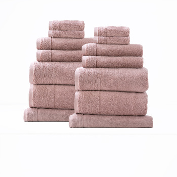 14pc Renee Taylor Aireys 650GSM Zero Twist Towel Set Cherwood