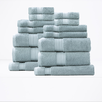 14pc Renee Taylor Brentwood 650GSM Low Twist Towel Set Gray Mist